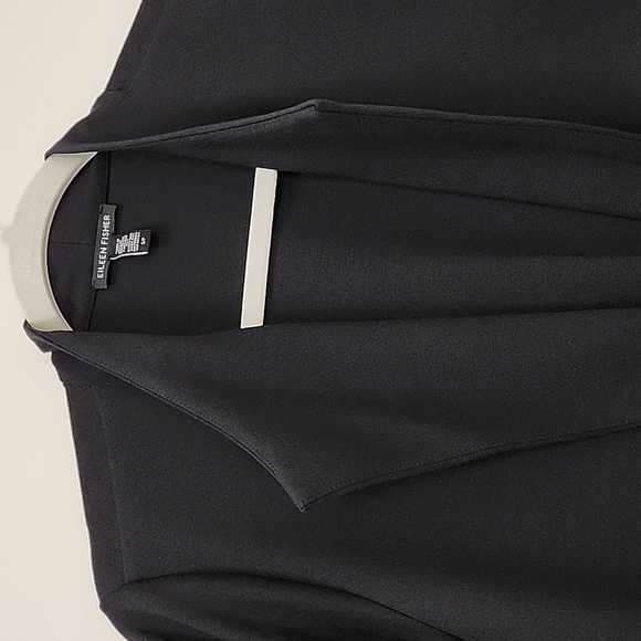 Eileen Fisher preppy  Black  Drape Open Blazer Office Siren size Small - Picture 16 of 17